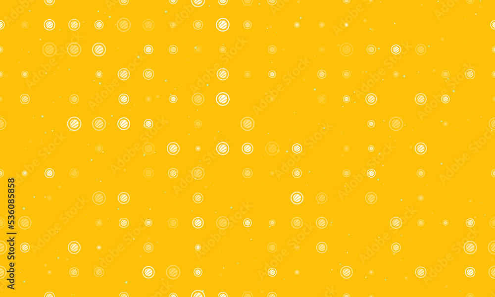 Poster seamless background pattern of evenly spaced white sushi roll symbols of different sizes and opacity