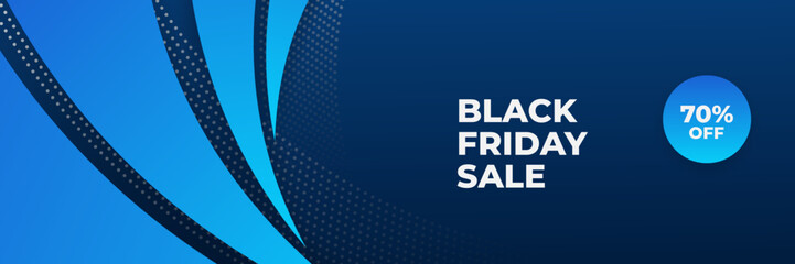 Black Friday sale design template with blueish theme. Design template for Black Friday sale banner. Blue black Friday discount with with place for text and price tag. Vector illustration.