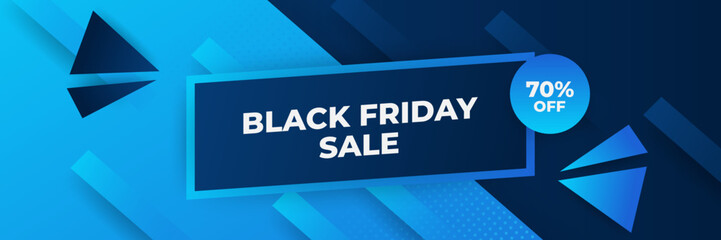 Black Friday sale design template with blueish theme. Design template for Black Friday sale banner. Blue black Friday discount with with place for text and price tag. Vector illustration.