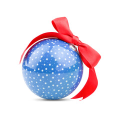 Blue Christmas bauble isolated on a transparent background.