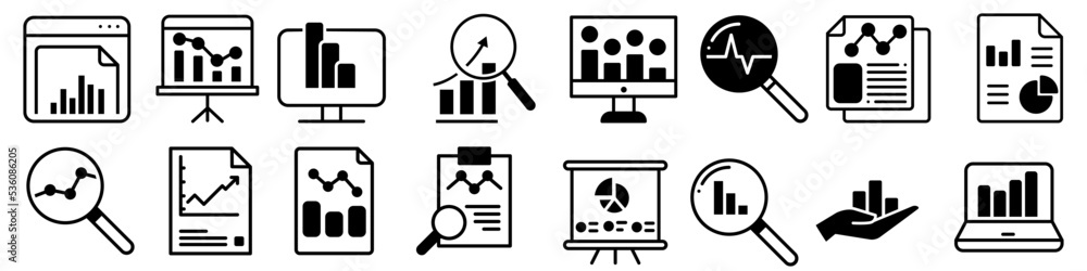Aufkleber data analysis icon vector set. profit graph illustration sign collection. data science symbol or log
