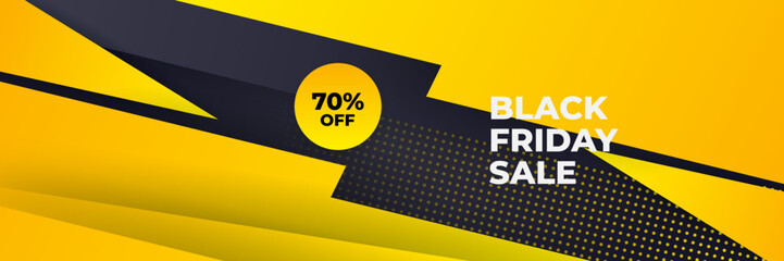 Design template for Black Friday sale banner. Black Friday sale design template. Vector illustration. Black Friday sale yellow banner with text space