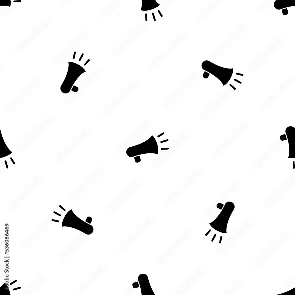 Aufkleber seamless pattern of repeated black megaphone symbols. elements are evenly spaced and some are rotate