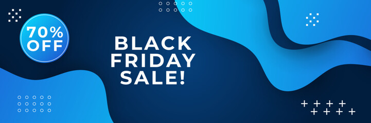 Black Friday sale design template with blueish theme. Design template for Black Friday sale banner. Blue black Friday discount with with place for text and price tag. Vector illustration.