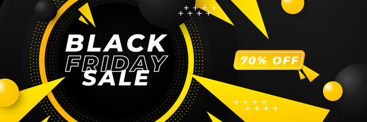 Design template for Black Friday sale banner. Black Friday sale design template. Vector illustration. Black Friday sale yellow banner with text space