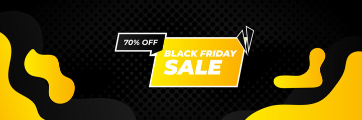 Design template for Black Friday sale banner. Black Friday sale design template. Vector illustration. Black Friday sale yellow banner with text space