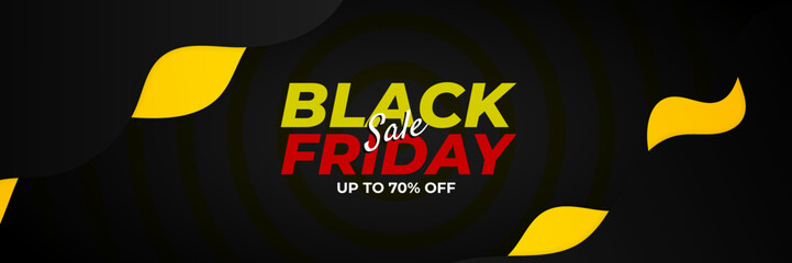 Fototapeta na wymiar Design template for Black Friday sale banner. Black Friday sale design template. Vector illustration. Black Friday sale yellow banner with text space