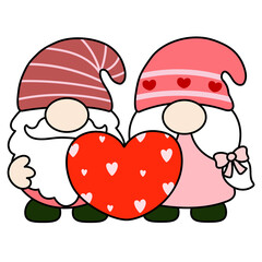Gnomes Valentine Filled Clipart
