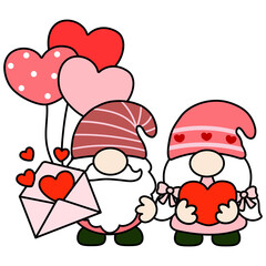 Gnomes Valentine Filled Clipart