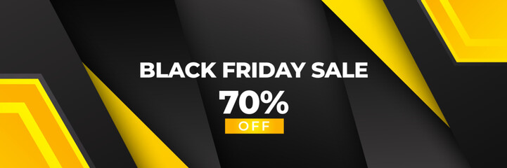 Design template for Black Friday sale banner. Black Friday sale design template. Vector illustration. Black Friday sale yellow banner with text space