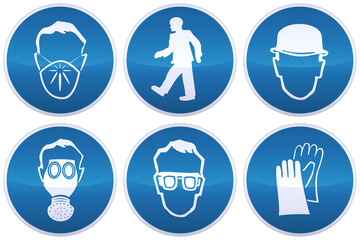 Collection of mandatory safety and hygiene signs (cutout)