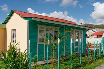 Dominican Republic. Beautiful house in the countryside. Typical housing. - obrazy, fototapety, plakaty