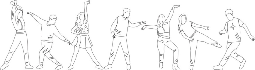 dancing people sketch ,outline icon isolated vector