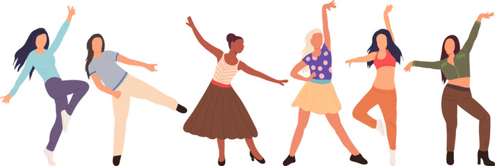 dancing girls on white background, isolated vector