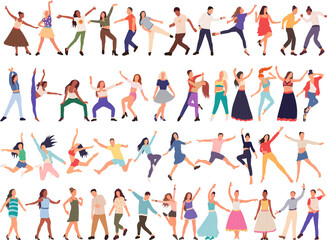 dancing people collection, set on white background, isolated vector