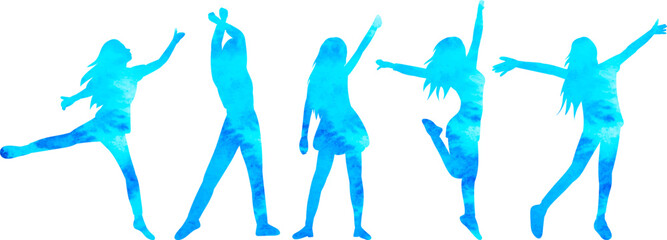 dancing people watercolor silhouette isolated vector