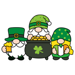 St. Patrick's Day Gnomes Filled Clipart