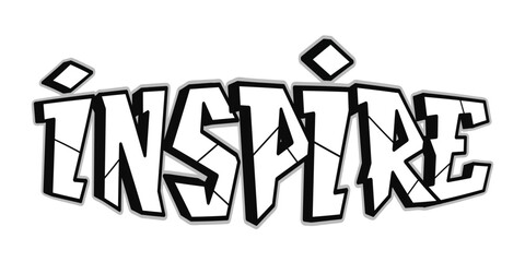 Inspire word graffiti style letters.Vector hand drawn doodle cartoon logo illustration. Funny cool inspire letters, fashion, graffiti style print for t-shirt, poster concept