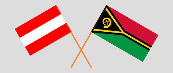 Crossed flags of Austria and Vanuatu. Official colors. Correct proportion