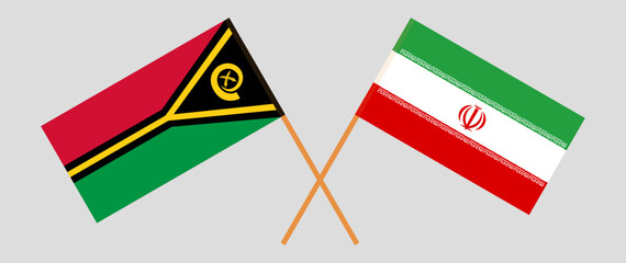 Crossed flags of Vanuatu and Iran. Official colors. Correct proportion