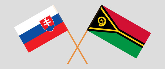 Crossed flags of Slovakia and Vanuatu. Official colors. Correct proportion
