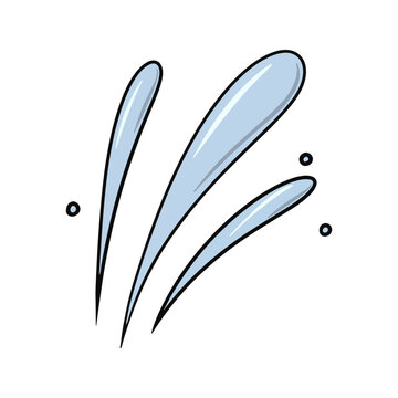 Splashes, drops, water jet, vector illustration in cartoon style