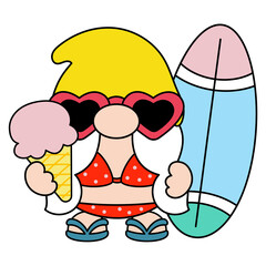 Summer Gnomes Filled Clipart, Beach Gnomes