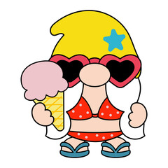 Summer Gnomes Filled Clipart, Beach Gnomes