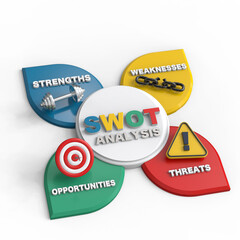 SWOT technique for planning project. SWOT matrix.3D illustration 