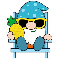 Summer Gnomes Filled Clipart, Beach Gnomes