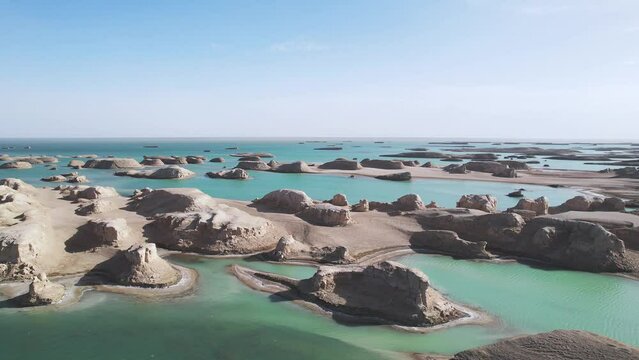 aerial view of yadan landform in gansu province