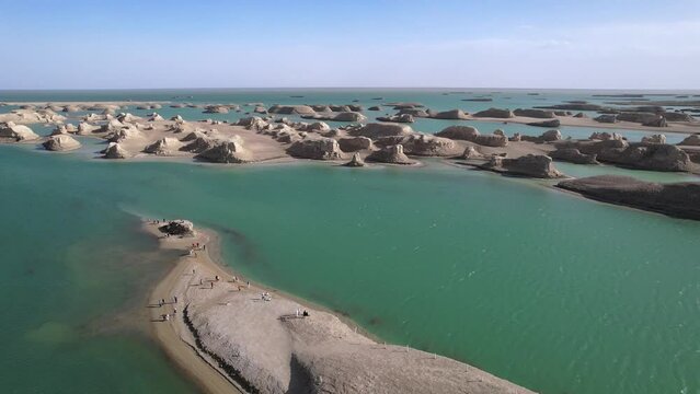 aerial view of yadan landform in gansu province
