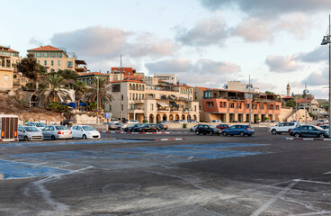 Houses in the southern eastern city in the golden light of the setting sun.