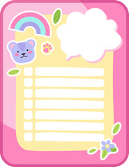 Notes list schedule planner. Vector illustration
