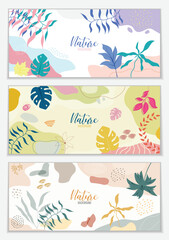 Fototapeta na wymiar Creative hard paint cover design backgrounds vector set. Minimal trendy style organic shapes pattern with copy space for text design for invitation, Party card,Social Highlight Covers and stories page