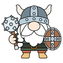 Gnomes Viking Filled Outline Clipart