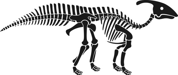 Parasaurolophus skeleton Dinosaur Prehistoric Animal. Vector illustration