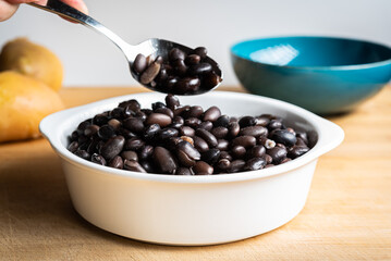 Black Beans In White Bowl