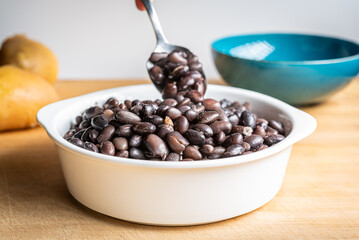 Black Beans In White Bowl
