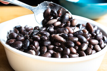 Black Beans In White Bowl