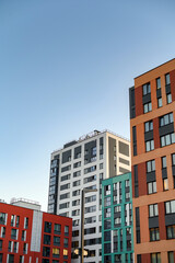 Fototapeta premium EU Modern european complex of apartment buildings. And outdoor facilities. Mixed media