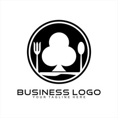 Obraz premium Unique design logo vector with abstract tree illustration, spoon, fork and knife in circle.