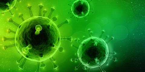 3d render Corona virus microscopic view