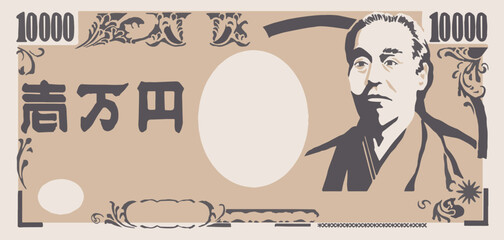 日本円の一万円札のベクターイラスト