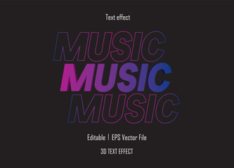 Fully editable text effect of music. Eps vector file, editable text effect.