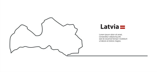 Continuous one line drawing of map Latvia
