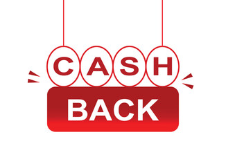 Obraz na płótnie Canvas Vector Illustration Cash Back. Red hanging vector banner with white background.