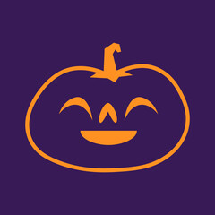 Carved pumpkin simple icon. Halloween jack o lantern funny pictogram.