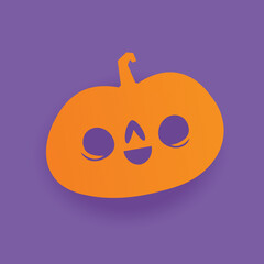 Halloween carved pumpkin. Cute illustration, flat design.