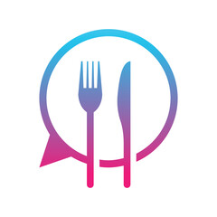 Restaurant food logo with chat concept